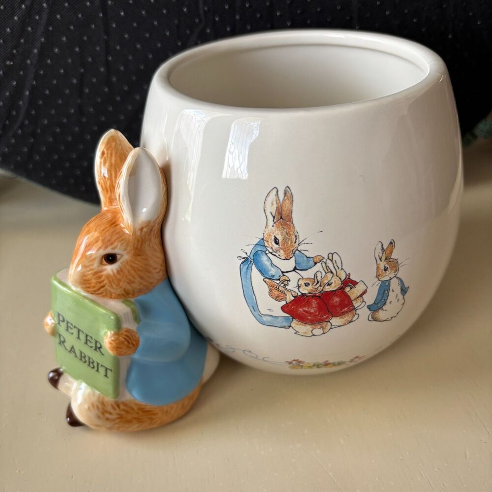 2008 Beatrix Potter Peter Rabbit Ceramic Vase Planter Bowl Fredrick Warne 5"x5"
